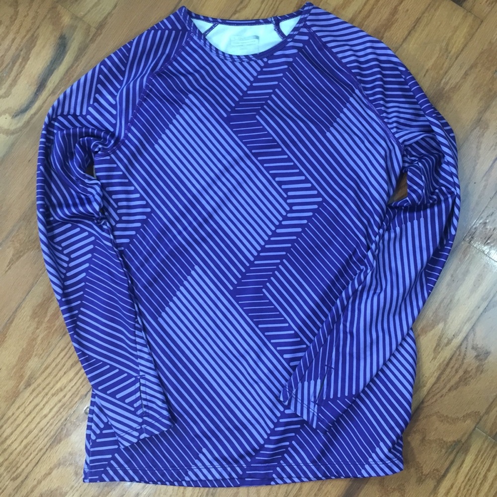 Layer 8 Performance Purple Striped Top Size Medium
